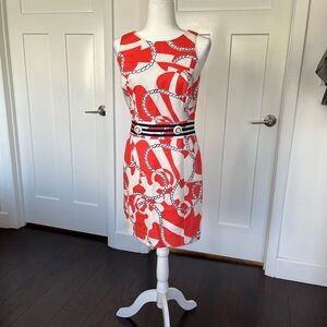 Lilly Pulitzer Coral and White Rope-Print Sleeveless Sheath Dress